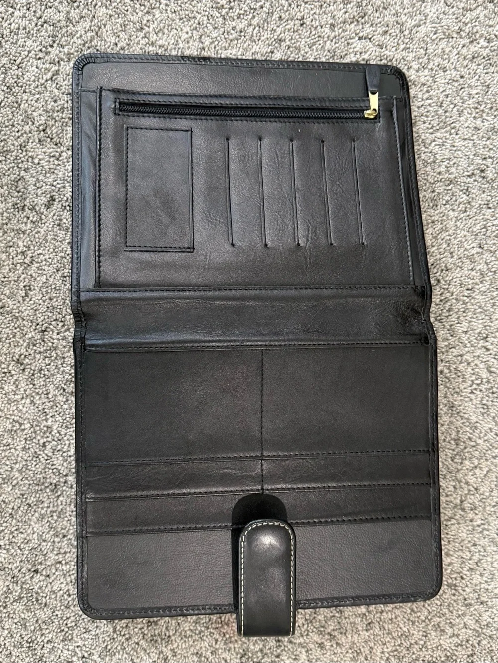 Vintage Franklin Covey Full Grain Leather Black Zip Around Planner 7 Ring Binder